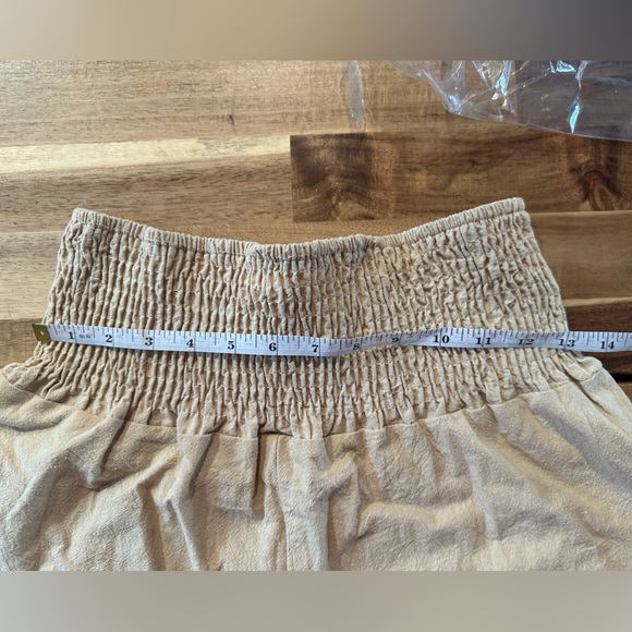 Women’s Khaki Colored Wide Leg Palazzo Pants with Smocked Slimming Waist, size L - Picture 5 of 6